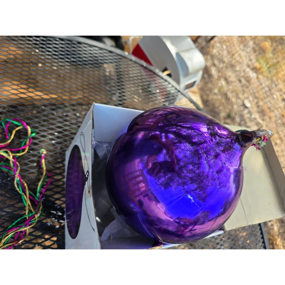 Purple Mercury Glass Medium Ball Christmas Ornament with Box 6 Inch Diameter